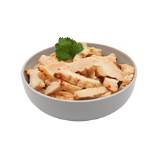 Tranchette de poulet rôti 5 mm Halal IQF - 2.5 Kg x 4 pc