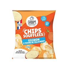 Chips soufflées oignon & poivre de Tellicherry Graam - 20 g x 20