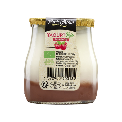 Yaourt brassé bio framboise Marie Morin - 140 g x 6 pc