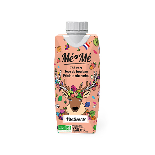 Thé vert, sève de bouleau, pêche bio Mé-Mé - 330 ml x 12 pc