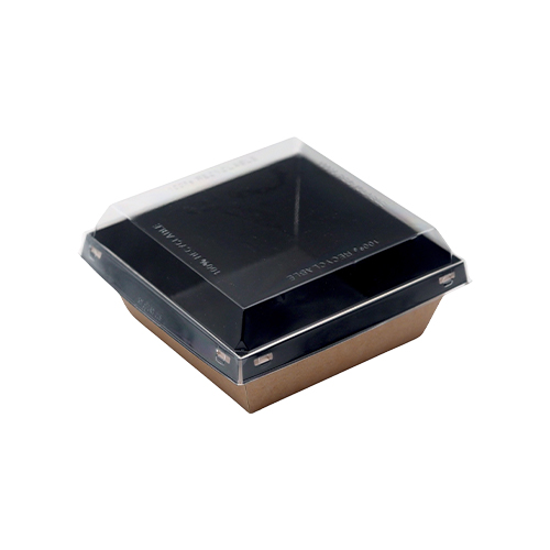 Boîte à burger carton 900 ml fond noir + couvercle rPET - 20 pc