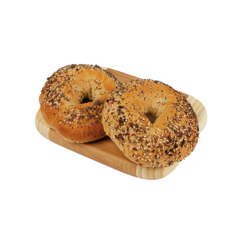 Bagel oignon rouge/graines Rosie's 10.5 cm - 125 g x 48 pc