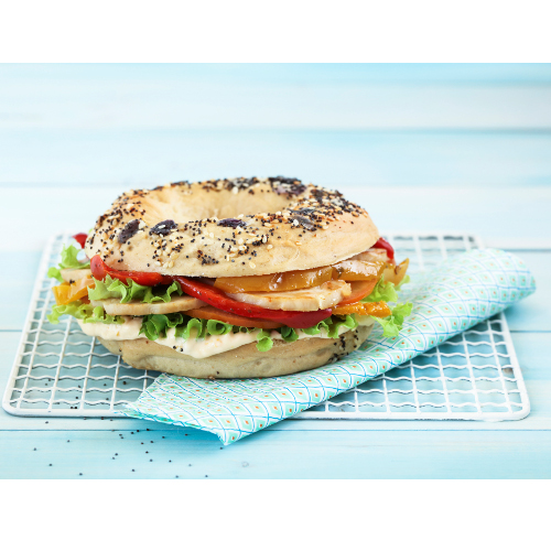 Bagel oignon rouge/graines Rosie's 10.5 cm - 125 g x 48 pc