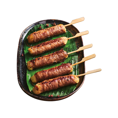 Brochette de bœuf et fromage cuite 31 g- 1,55 kg (50 brochettes)