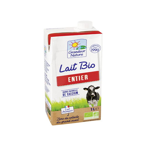 Lait entier stérilisé UHT bio Grandeur Nature - 1 L x 6 pc